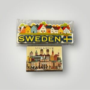 U.S. Seller! Sweden Tourist Souvenir 3D Fridge Magnet Set Of 2 Stockholm Swedish